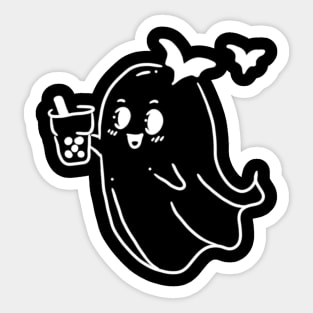 Ghost drinking a boba Sticker